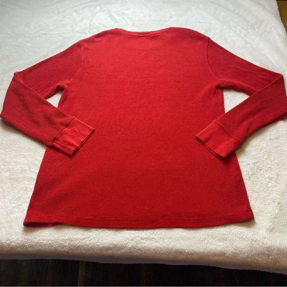 Polo Ralph Lauren Red Crew Neck Waffle Knit Long Sleeve Shirt Size XL